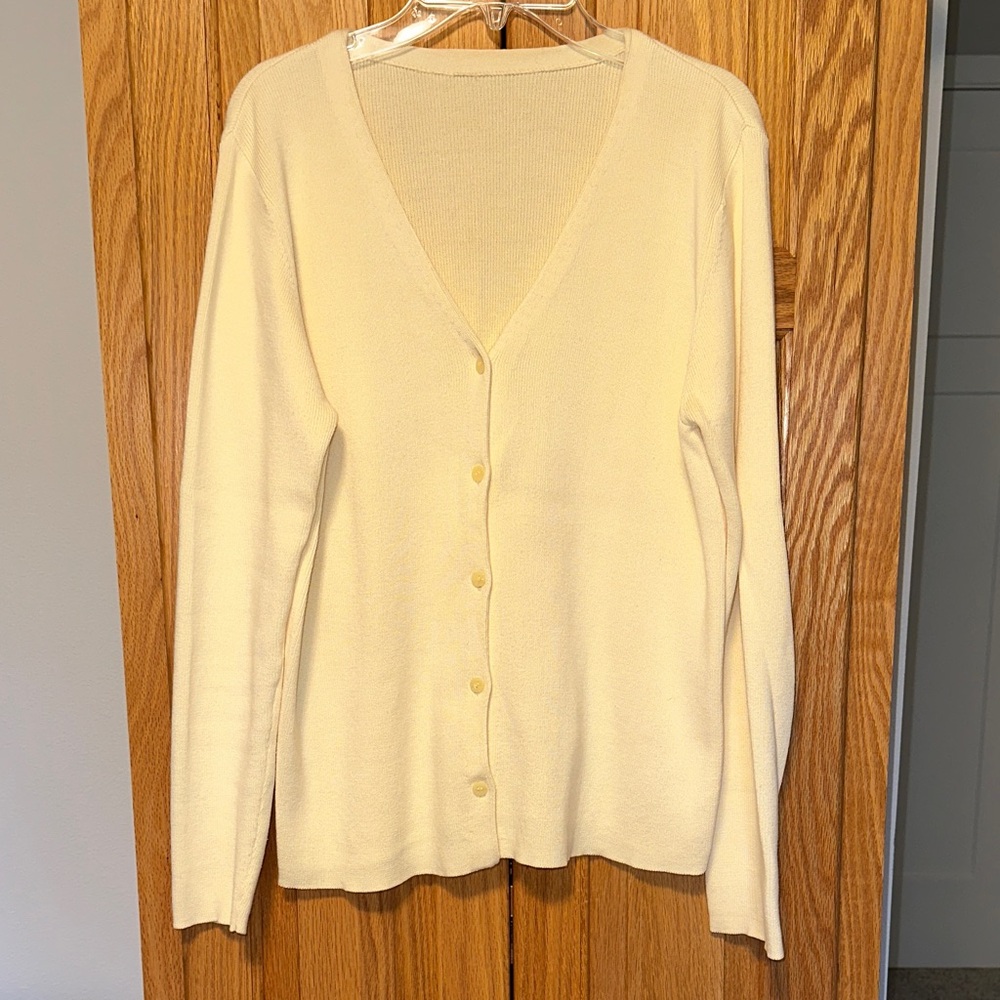 Light Yellow Button-Up Women's Sweater Cardigan Y2K size S cotton